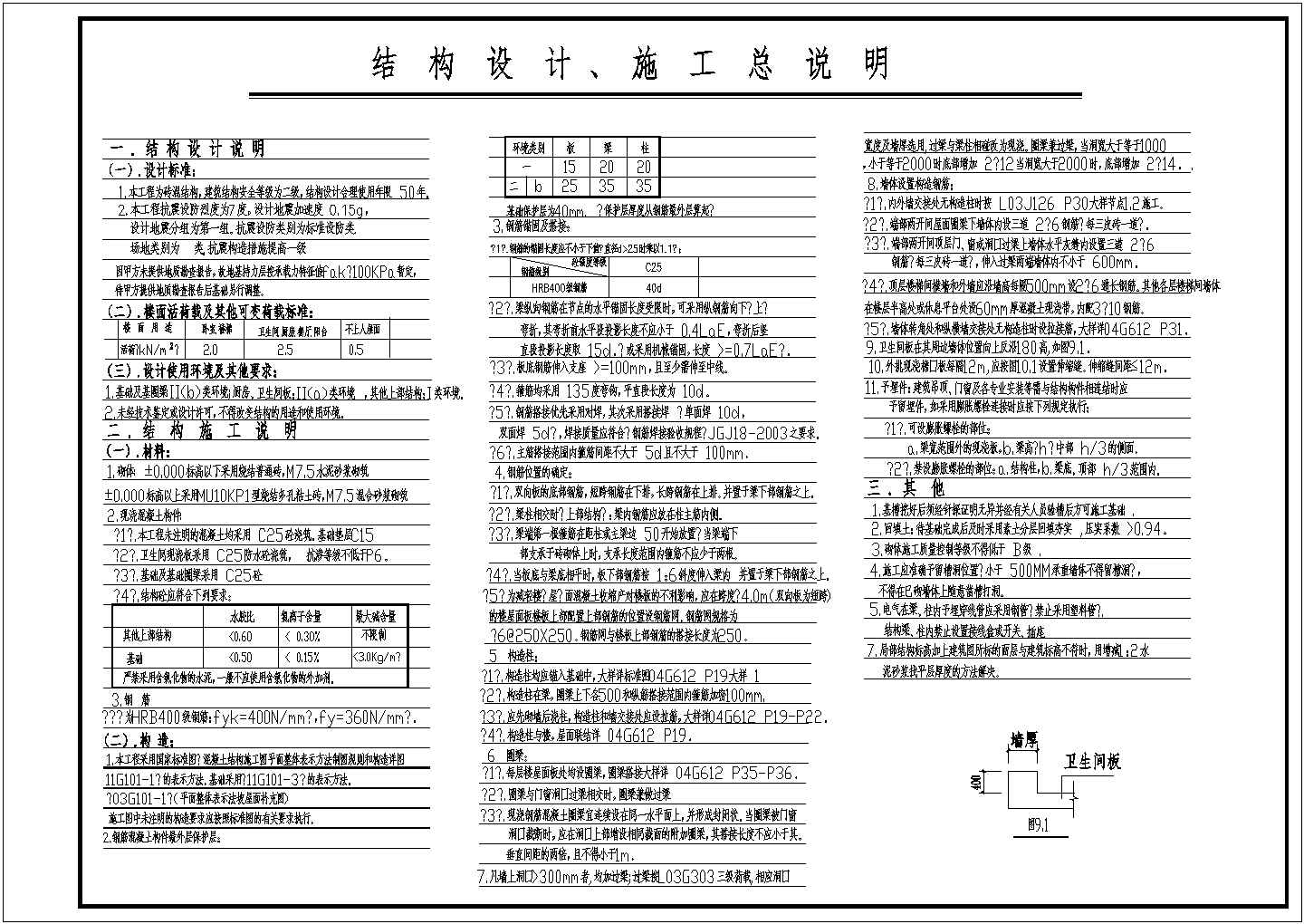 二层坡屋顶砖混别墅结构设计施工图