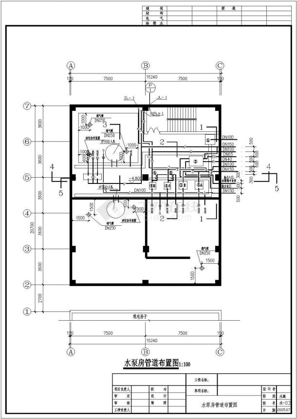 双层泵站房框架设计CAD套图-图二