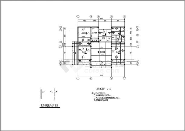 两层砖混坡屋面别墅结构设计施工图-图二