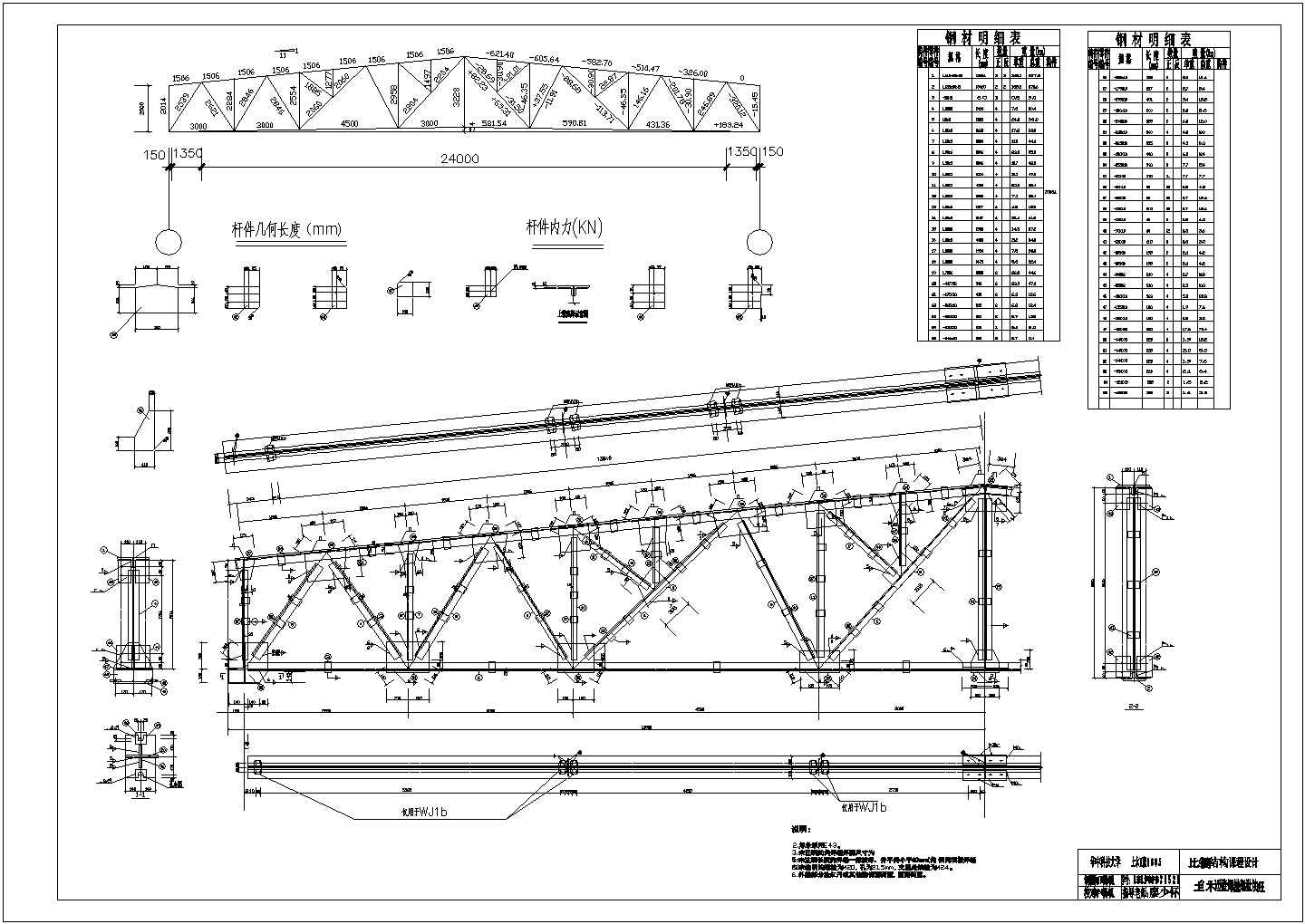 钢结构钢屋架课程设计图纸（毕业设计）