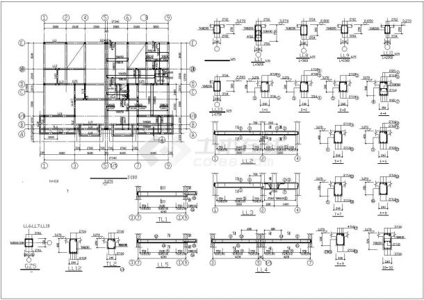 某别墅楼结构设计图纸（首层层高3.3m）-图二