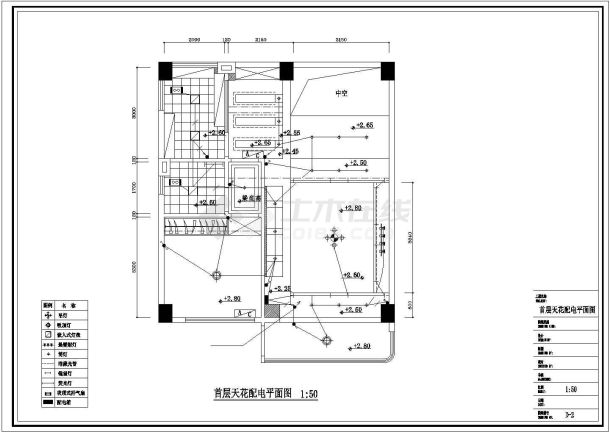 复式住所电气设计CAD平面布置参考图-图一
