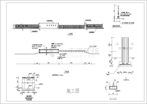 某研究所小门建筑施工图，共一张图-图一