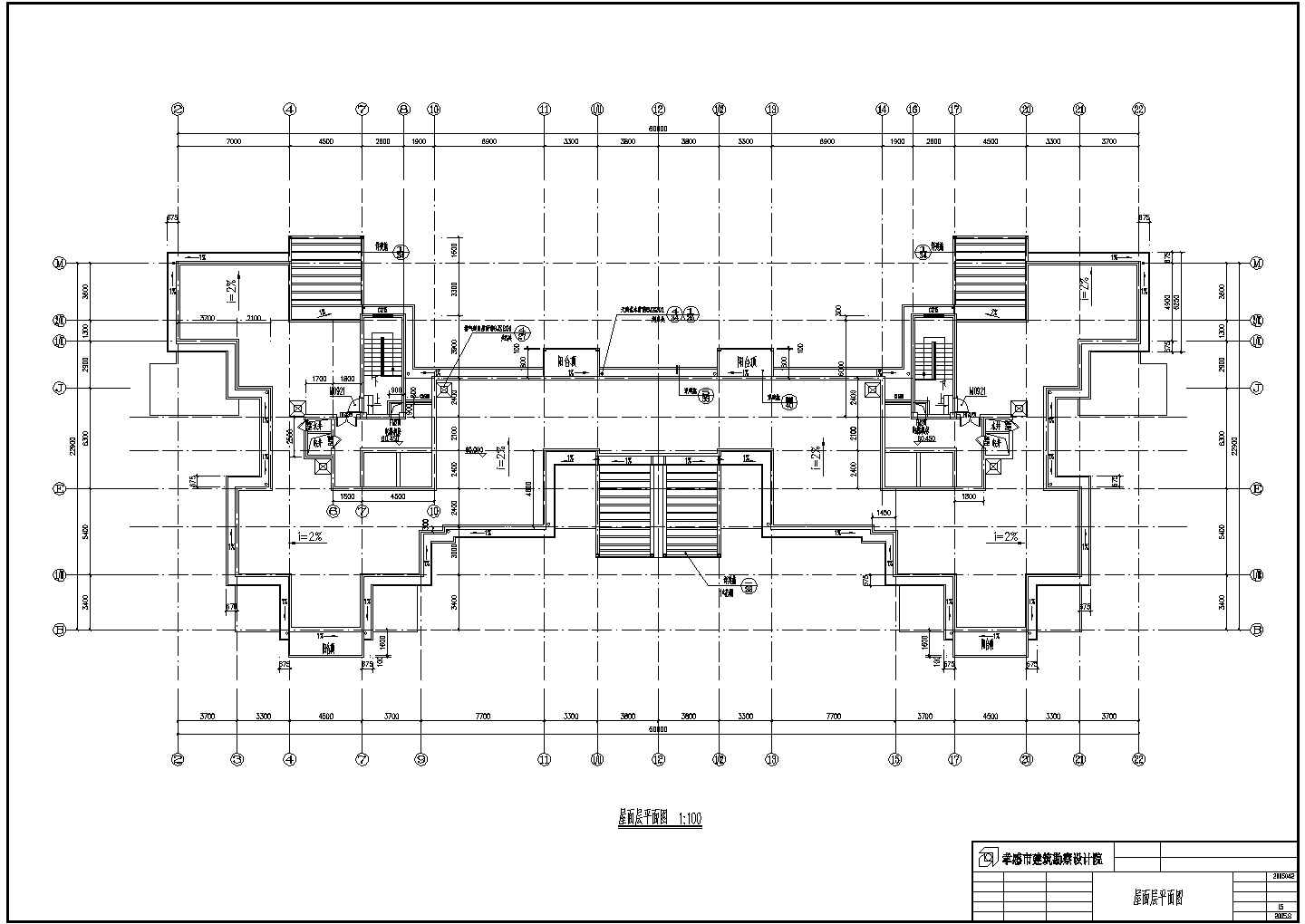 标准层电梯间放大平面图（高层建筑施工图）
