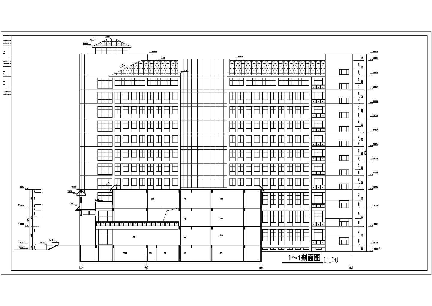 某地十一层框架结构宾馆建筑设计施工图纸