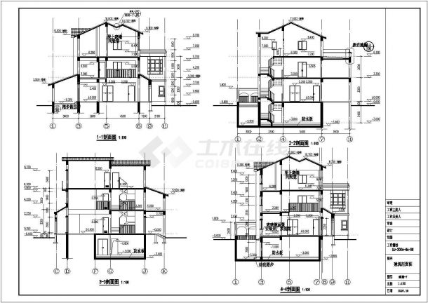 某地上层砖混结构别墅建筑设计施工图纸-图二