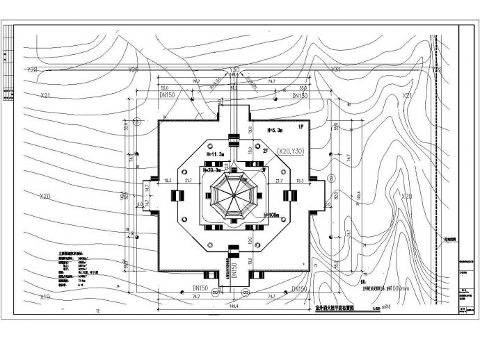 某寺庙九层框架结构佛宫寺给排水消防设计图_图1