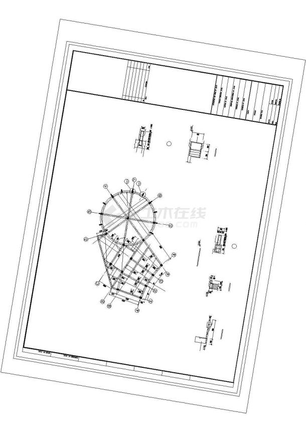 某小区二层框架结构物业用房全套结构图纸-图二