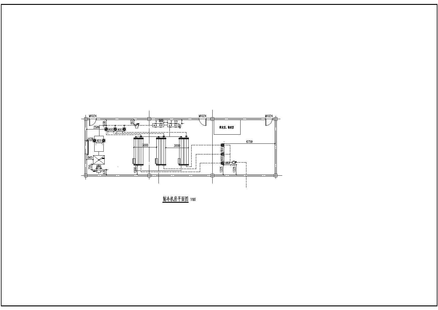 办公楼制冷机房施工初步设计图纸，含设计说明