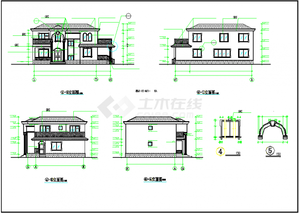 多套二至四层别墅建筑方案设计施工图-图一