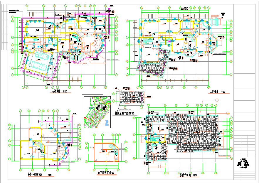 某居住小区经典户型多层别墅结构设计施工图（多套）