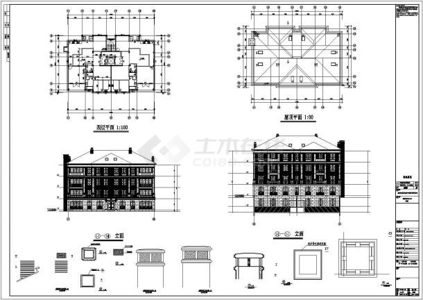 【浙江】多层古典风格住宅楼建筑施工图(含效果图)-图二