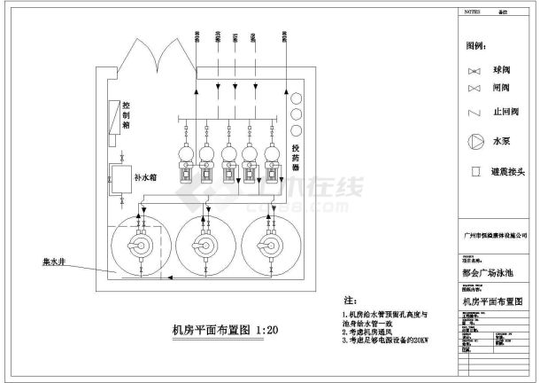 某广场泳池电气管路图-图二