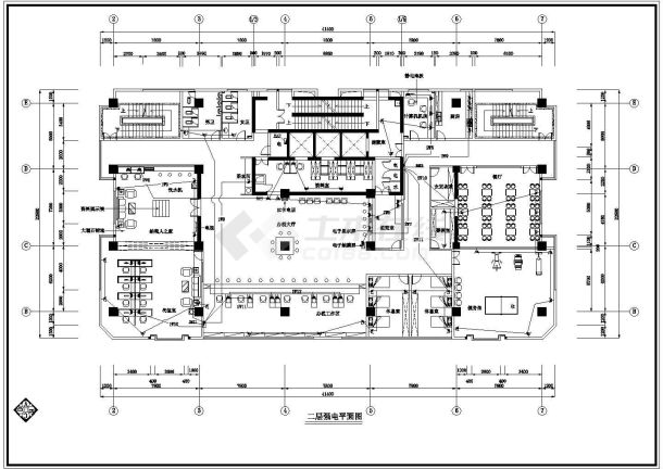 三层地税营业厅电气设计cad图-图二
