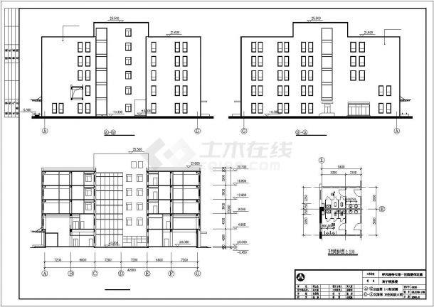 呼和浩特市5层框架结构病房楼建筑方案设计图纸-图二