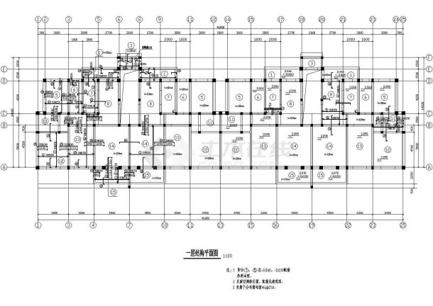 某四层条形基础住宅结构设计施工图（8度抗震）-图二
