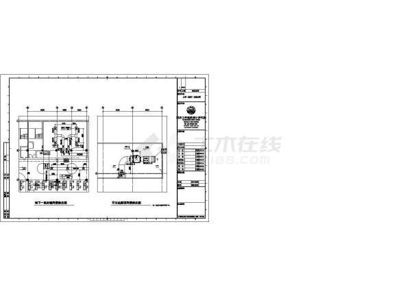 上海市大场老镇家乐福暖通CAD图纸（含机房详图、冷却水管风管平面图、防火分区图）-图二