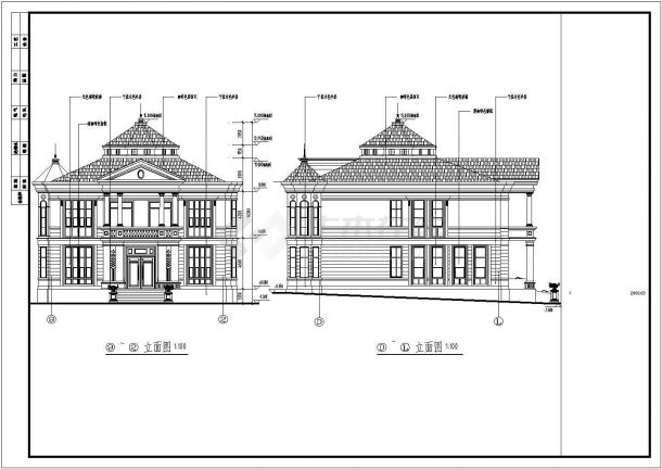 某地2层砖混结构企业办公别墅建筑方案设计-图一