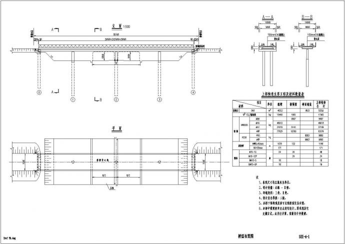 某四跨钢筋混凝土连续箱梁桥上部结构图_图1