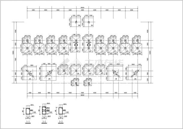 某三层框架结构办公楼结构设计施工图-图二