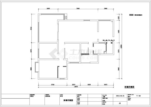 简约欧式风格三居室样板间施工图（含效果图）-图二