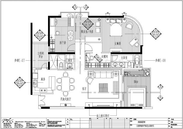 珠海某地三室二厅住宅装修设计施工图-图二