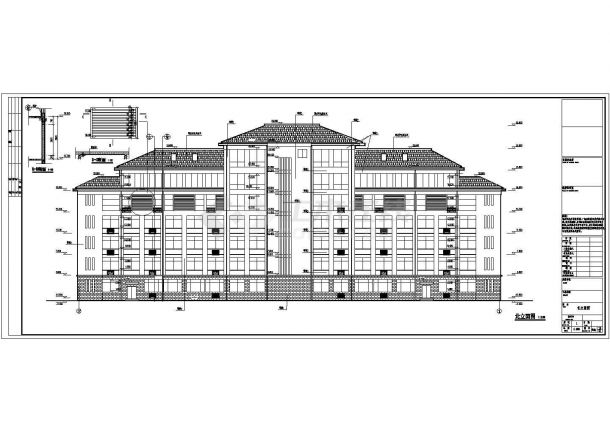 某地六层框架结构办公楼建筑设计施工图纸-图二