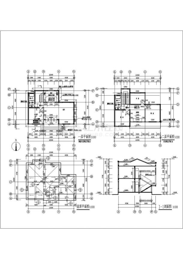 某地二层砖混结构别墅建筑结构设计施工图纸-图一