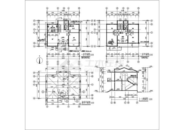 某地二层砖混结构别墅建筑结构设计施工图纸-图二