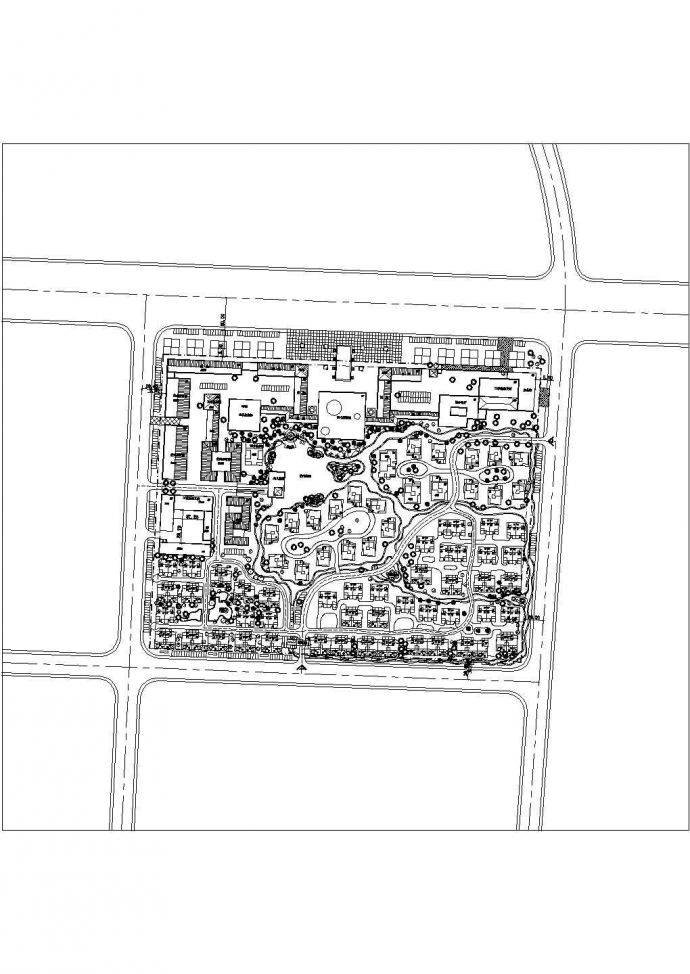 某地大型综合住宅小区总平面规划设计方案图_图1