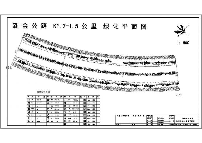 某城市道路绿化带放线详图_图1