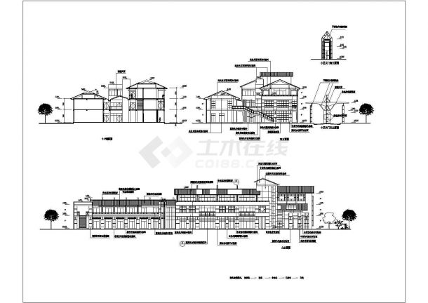 某三层砌体结构商业街建筑方案设计图（坡屋顶中式风格）VIP-图二