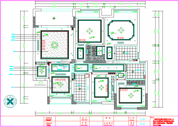 【绍兴】某地欧式风格三居室住宅装修设计施工图（含效果图）-图二