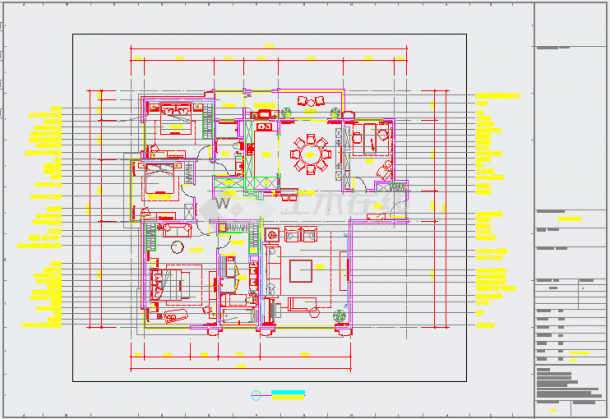 【苏州】工业园区某欧式风格三居室装修设计施工图（含效果图）-图一