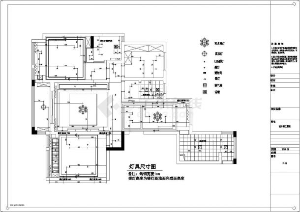 【苏州】某现代风格风格豪华三居室装修设计施工图（含效果图）-图二