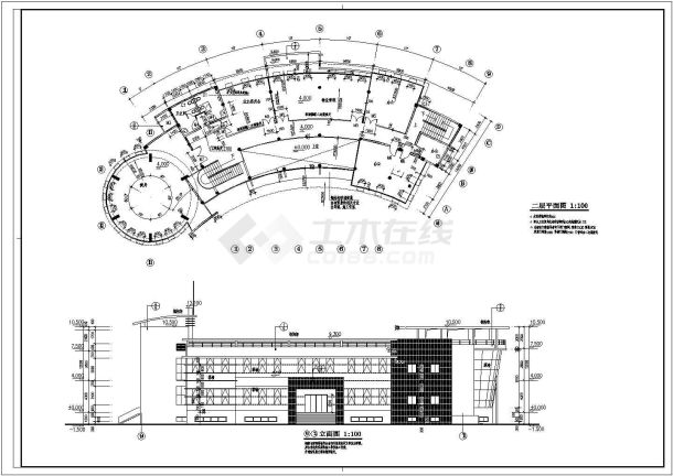 某小区两层框架结构会所建筑施工图-图一