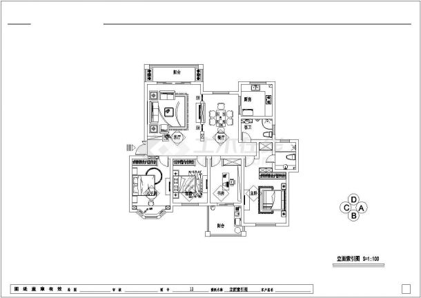 欧式风格四居室家装设计施工图（含效果图）-图二