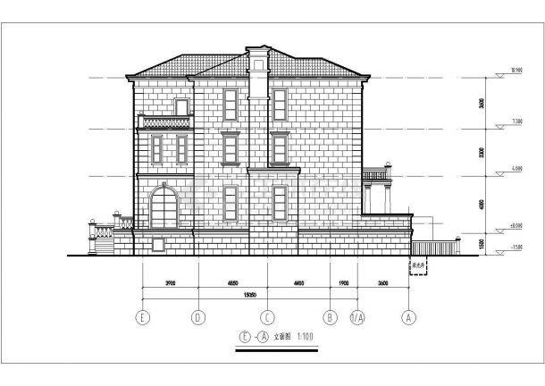 某3层框架剪力墙结构独栋别墅建筑、结构施工图-图一