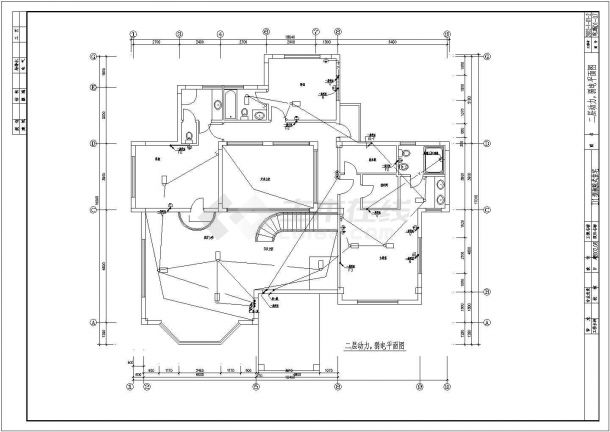 某二层别墅电气施工图纸，含照明设计-图二