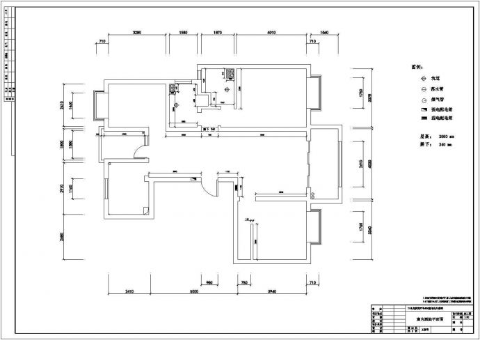 某地区三室两厅两卫室内装修设计施工图_图1