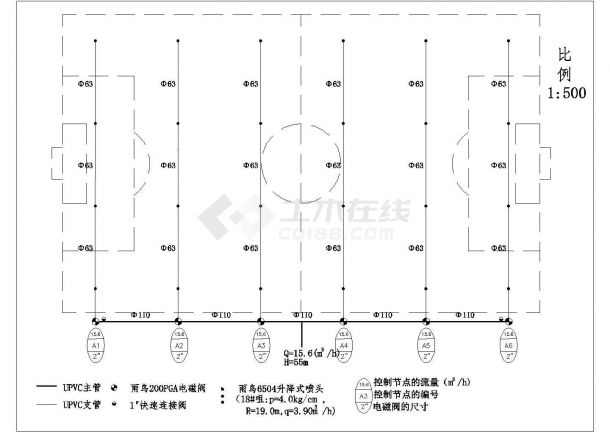 某地区标准体育场灌溉系统设计CAD布置图-图一