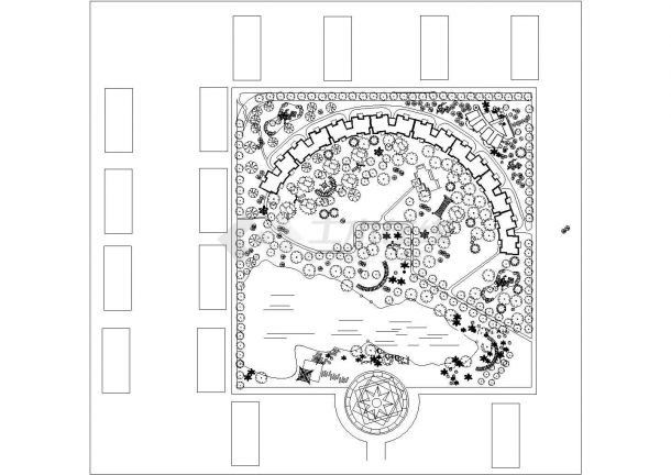 某居住区精致小游园设计CAD-图二