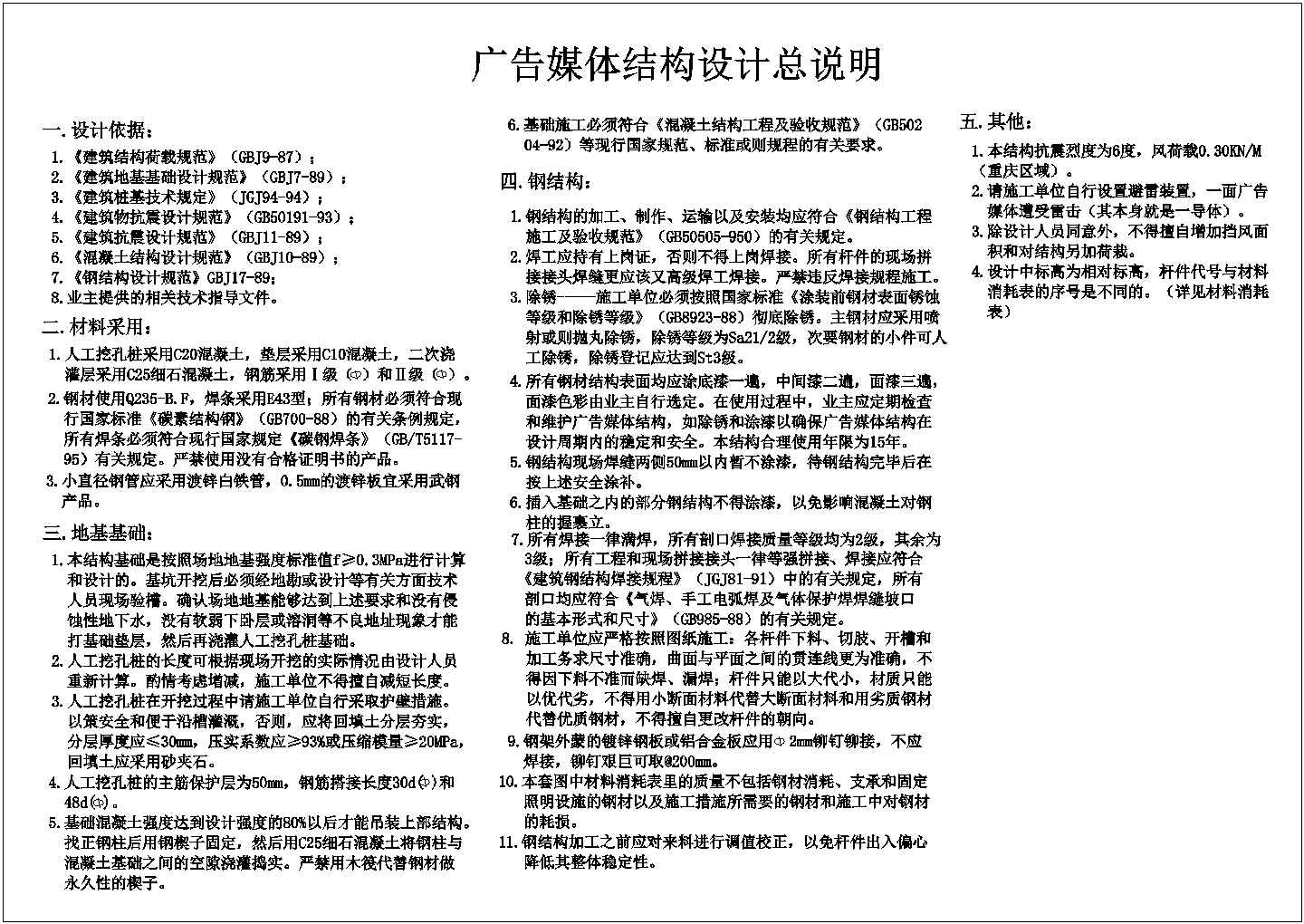 某商场广告牌结构设计图