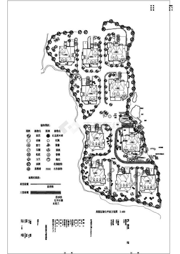 浙江市某大型别墅区景观设计CAD布置图-图二