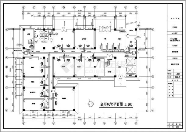 青岛市某医疗综合楼空调设计CAD布置图-图一