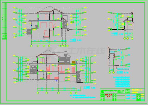 某地三层混合结构别墅建筑设计施工图纸-图二
