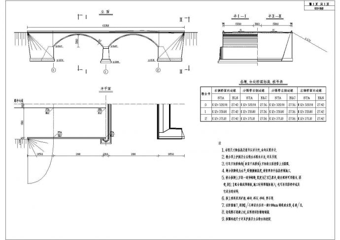 拱桥系列施工cad图纸（台防撞墙一般构造图）_图1