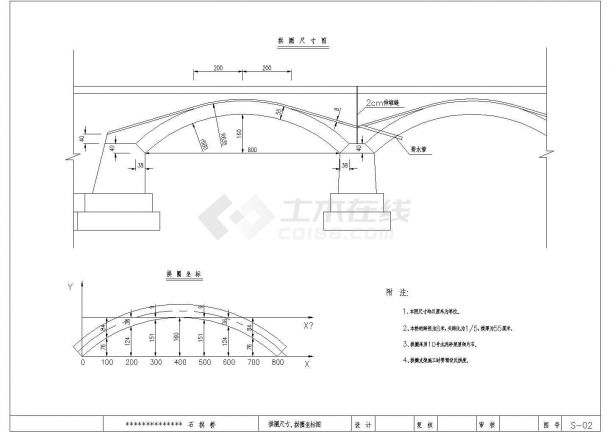 某地石拱桥平面施工CAD图-图一