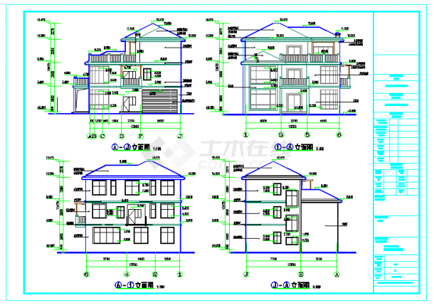 某三层别墅建筑设计施工图（总建筑面积412平方米）-图一