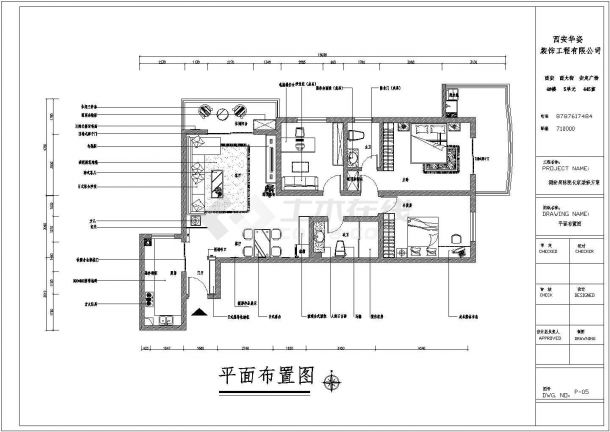 某地3室2厅130㎡家庭装修设计施工图纸-图二